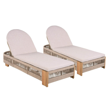 Adjustable Acacia Wood Outdoor Chaise Lounge With Cushion - Serenova - Sleep Galleria
