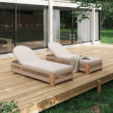 Adjustable Acacia Wood Outdoor Chaise Lounge With Cushion - Serenova - Sleep Galleria