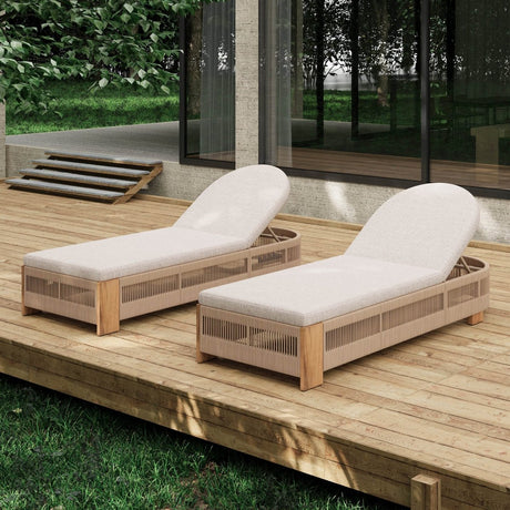 Adjustable Acacia Wood Outdoor Chaise Lounge With Cushion - Serenova - Sleep Galleria
