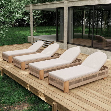 Adjustable Acacia Wood Outdoor Chaise Lounge With Cushion - Serenova - Sleep Galleria