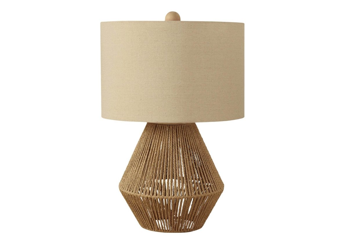 Boho Woven Rope Brown Table Lamp With Shade - Sleep Galleria