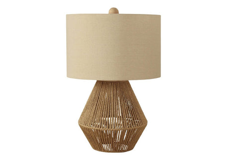Boho Woven Rope Brown Table Lamp With Shade - Sleep Galleria