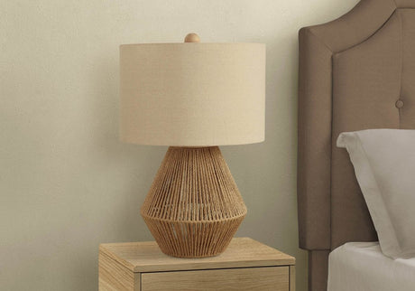Boho Woven Rope Brown Table Lamp With Shade - Sleep Galleria