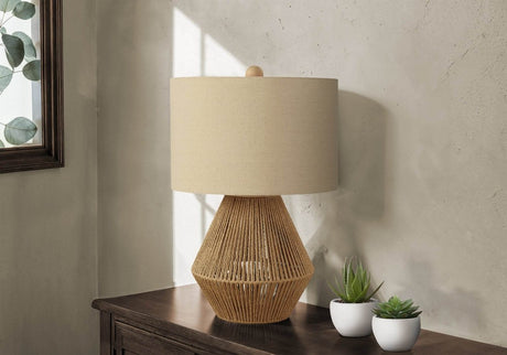 Boho Woven Rope Brown Table Lamp With Shade - Sleep Galleria