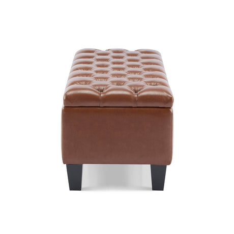 Brown PU Leather Storage Ottoman Bench With Foam Filling - Serenova - Sleep Galleria