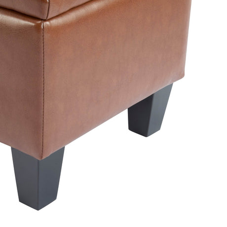 Brown PU Leather Storage Ottoman Bench With Foam Filling - Serenova - Sleep Galleria