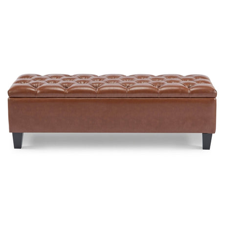 Brown PU Leather Storage Ottoman Bench With Foam Filling - Serenova - Sleep Galleria
