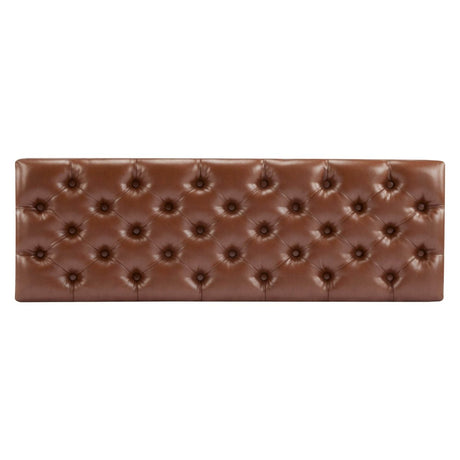 Brown PU Leather Storage Ottoman Bench With Foam Filling - Serenova - Sleep Galleria