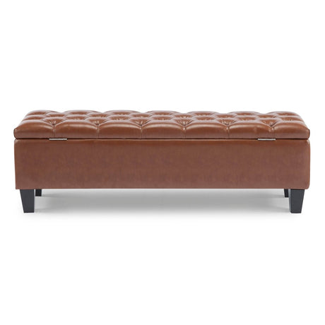 Brown PU Leather Storage Ottoman Bench With Foam Filling - Serenova - Sleep Galleria