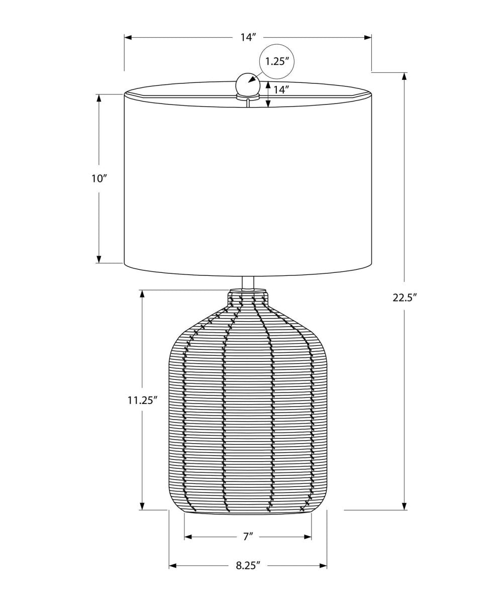 Brown Rattan Ginger Jar Table Lamp With Fabric Shade - Sleep Galleria