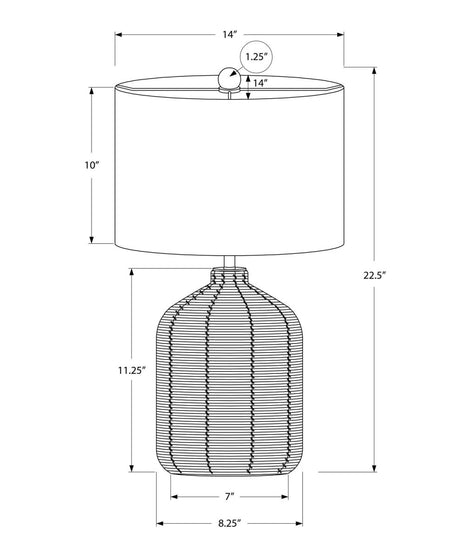 Brown Rattan Ginger Jar Table Lamp With Fabric Shade - Sleep Galleria
