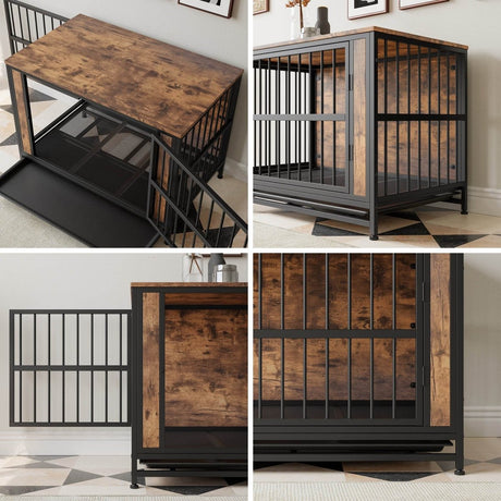 Chew-Resistant MDF Metal Dog Crate Furniture - Sleep Galleria