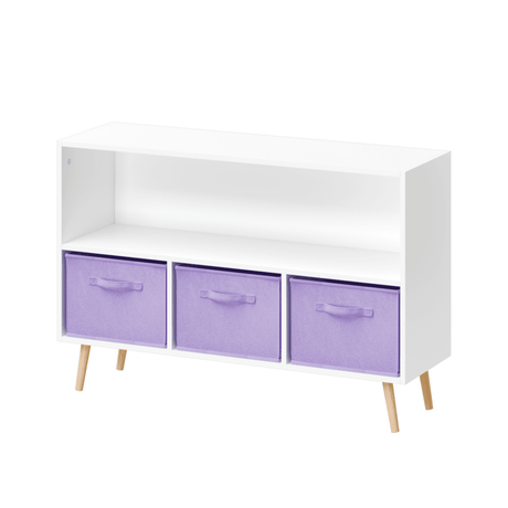 Children’s MDF Bookcase With Collapsible Fabric Drawers - Sleep Galleria