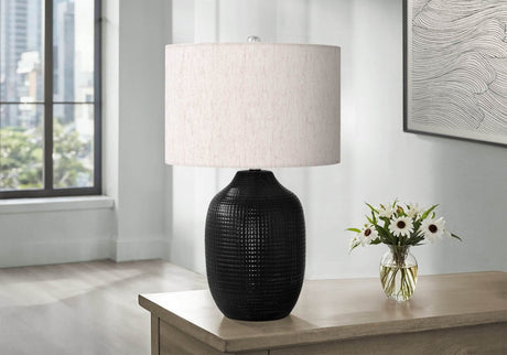 Contemporary Black Ceramic Ginger Jar Table Lamp - Sleep Galleria