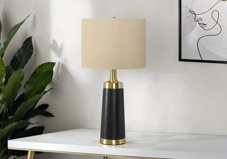 Contemporary Black Metal Table Lamp With Linen Shade - Sleep Galleria
