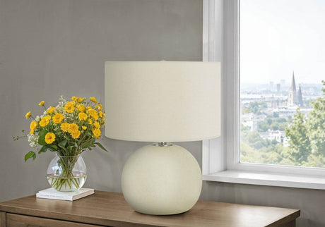 Contemporary Cream Ceramic Globe Table Lamp 18-Inch - Sleep Galleria