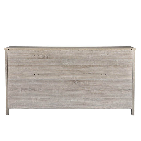 Contemporary Oak Six Drawer Particle Board Dresser - Sleep Galleria
