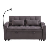Convertible Velvet Sofa Bed With USB Ports And Trundle - Sleep Galleria