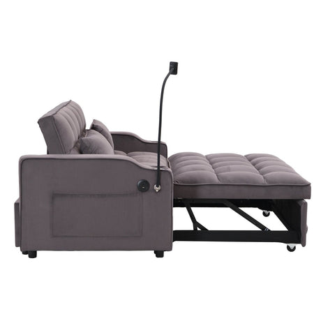 Convertible Velvet Sofa Bed With USB Ports And Trundle - Sleep Galleria