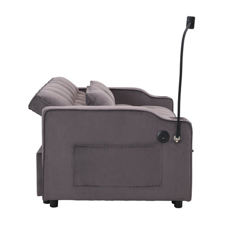 Convertible Velvet Sofa Bed With USB Ports And Trundle - Sleep Galleria