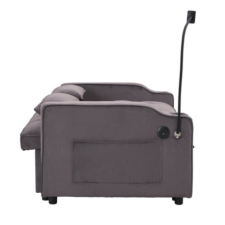 Convertible Velvet Sofa Bed With USB Ports And Trundle - Sleep Galleria