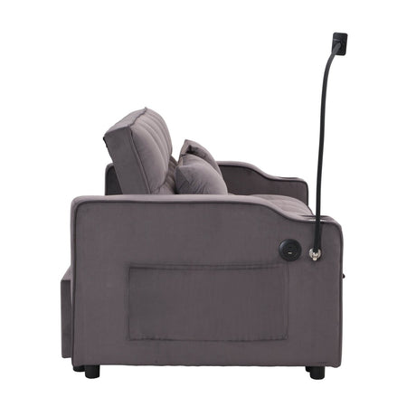 Convertible Velvet Sofa Bed With USB Ports And Trundle - Sleep Galleria