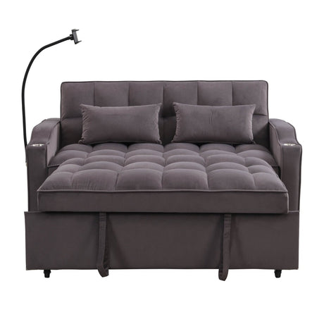 Convertible Velvet Sofa Bed With USB Ports And Trundle - Sleep Galleria