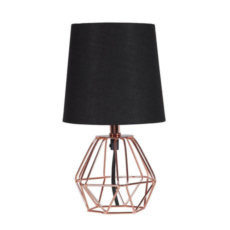 Copper Metal Geometric Table Lamp With Black Shade - Serenova - Sleep Galleria