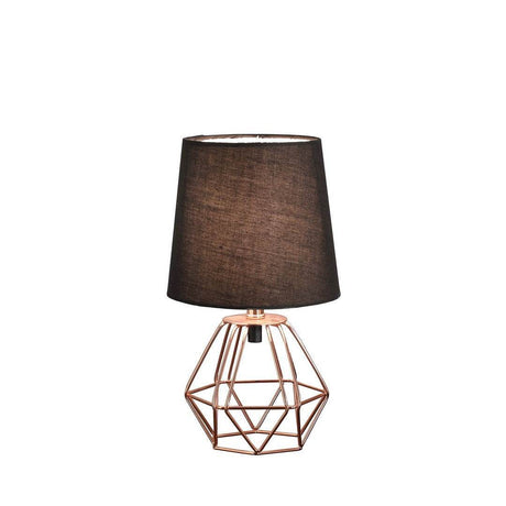 Copper Metal Geometric Table Lamp With Black Shade - Serenova - Sleep Galleria