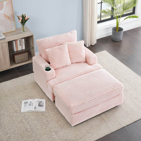 Corduroy Spring Upholstered Armchair And Ottoman Set - Serenova - Sleep Galleria