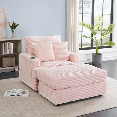Corduroy Spring Upholstered Armchair And Ottoman Set - Serenova - Sleep Galleria
