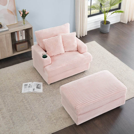 Corduroy Spring Upholstered Armchair And Ottoman Set - Serenova - Sleep Galleria
