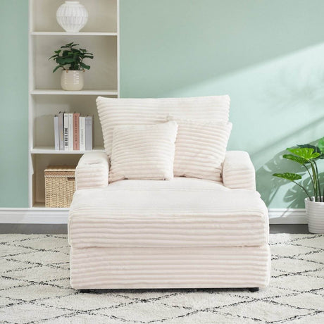Corduroy Upholstered Reclining Armchair With Ottoman Set - Serenova - Sleep Galleria