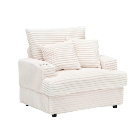 Corduroy Upholstered Reclining Armchair With Ottoman Set - Serenova - Sleep Galleria