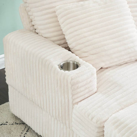Corduroy Upholstered Reclining Armchair With Ottoman Set - Serenova - Sleep Galleria