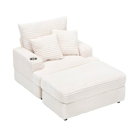 Corduroy Upholstered Reclining Armchair With Ottoman Set - Serenova - Sleep Galleria