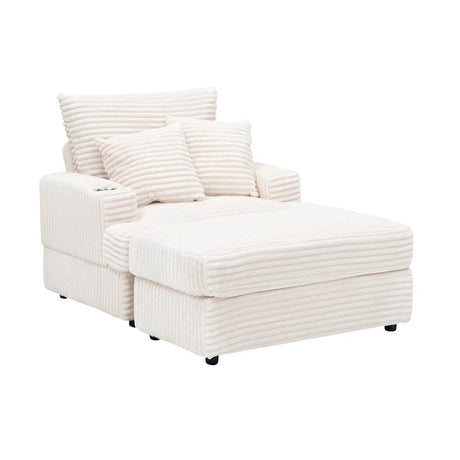 Corduroy Upholstered Reclining Armchair With Ottoman Set - Serenova - Sleep Galleria