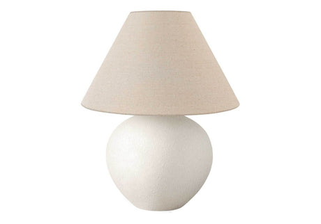Cream Ceramic Globe Table Lamp With Linen Shade - Sleep Galleria