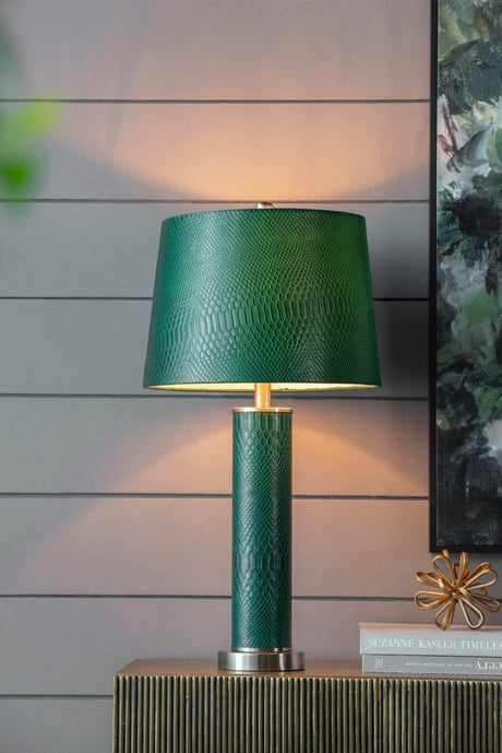 Crocodile Textured Faux Leather Table Lamp - Serenova - Sleep Galleria