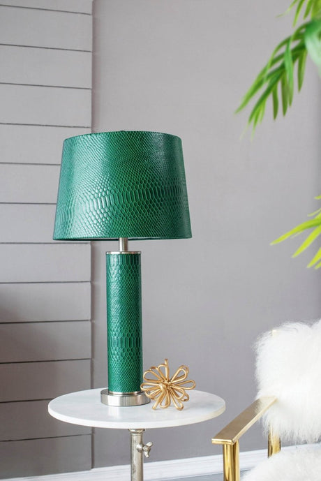 Crocodile Textured Faux Leather Table Lamp - Serenova - Sleep Galleria