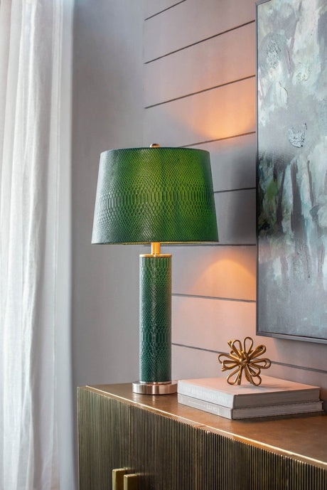 Crocodile Textured Faux Leather Table Lamp - Serenova - Sleep Galleria