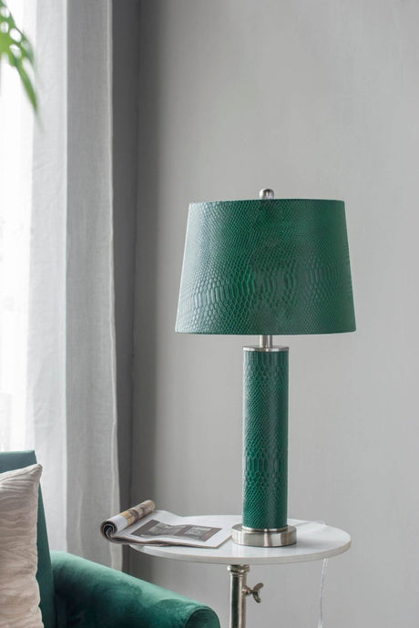 Crocodile Textured Faux Leather Table Lamp - Serenova - Sleep Galleria