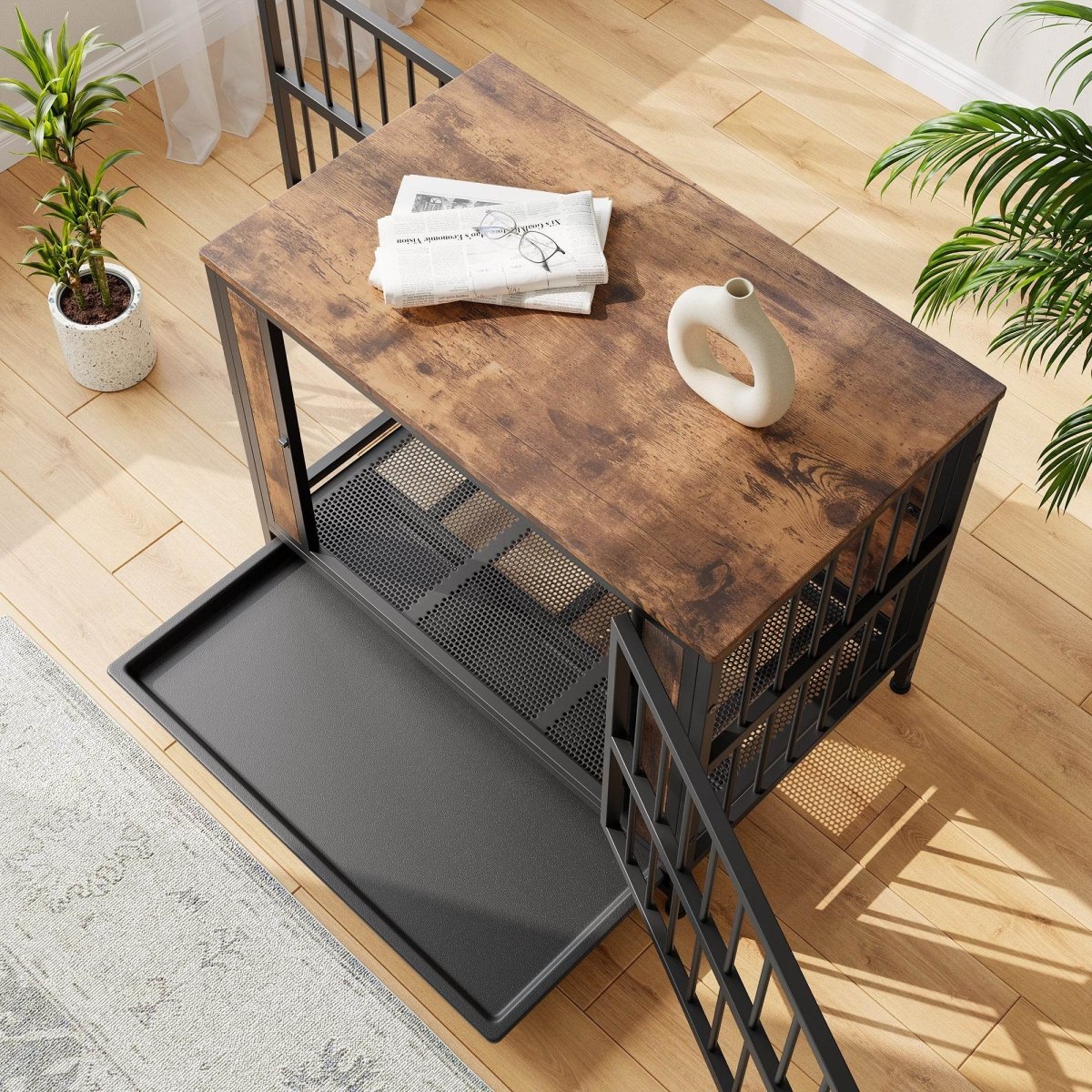 Decorative MDF Metal Dog Crate Furniture With Cushion - Serenova - Sleep Galleria
