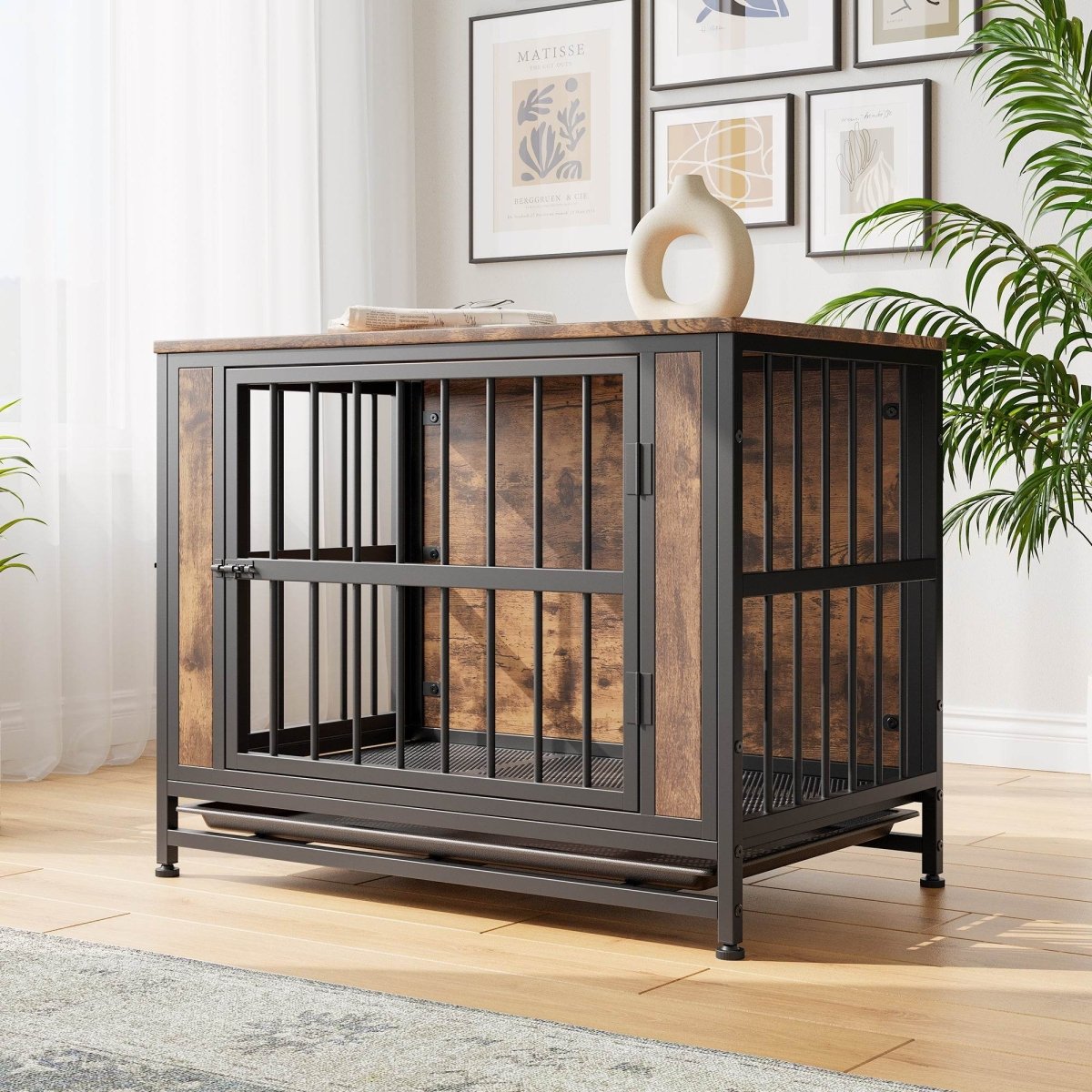 Decorative MDF Metal Dog Crate Furniture With Cushion - Serenova - Sleep Galleria