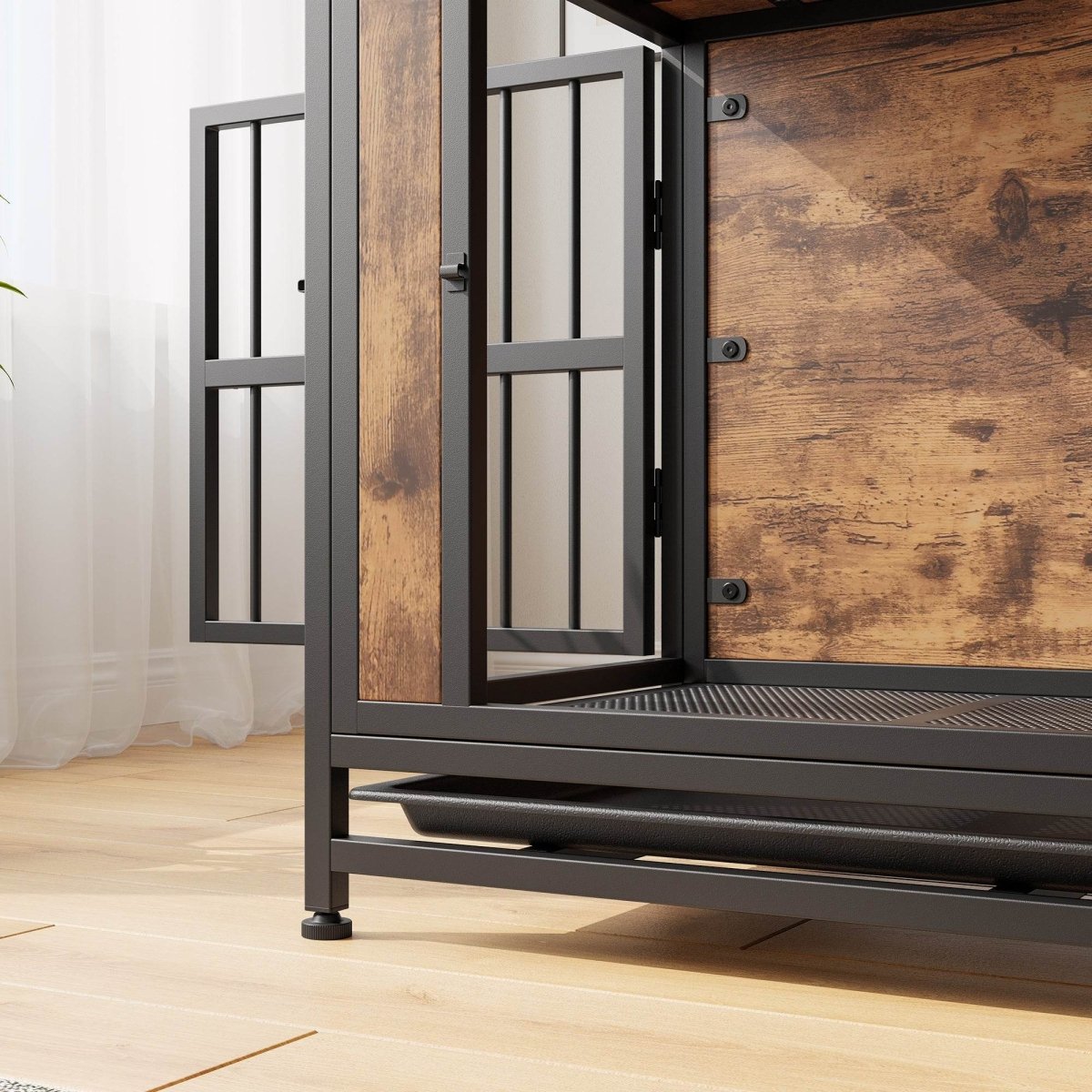 Decorative MDF Metal Dog Crate Furniture With Cushion - Serenova - Sleep Galleria