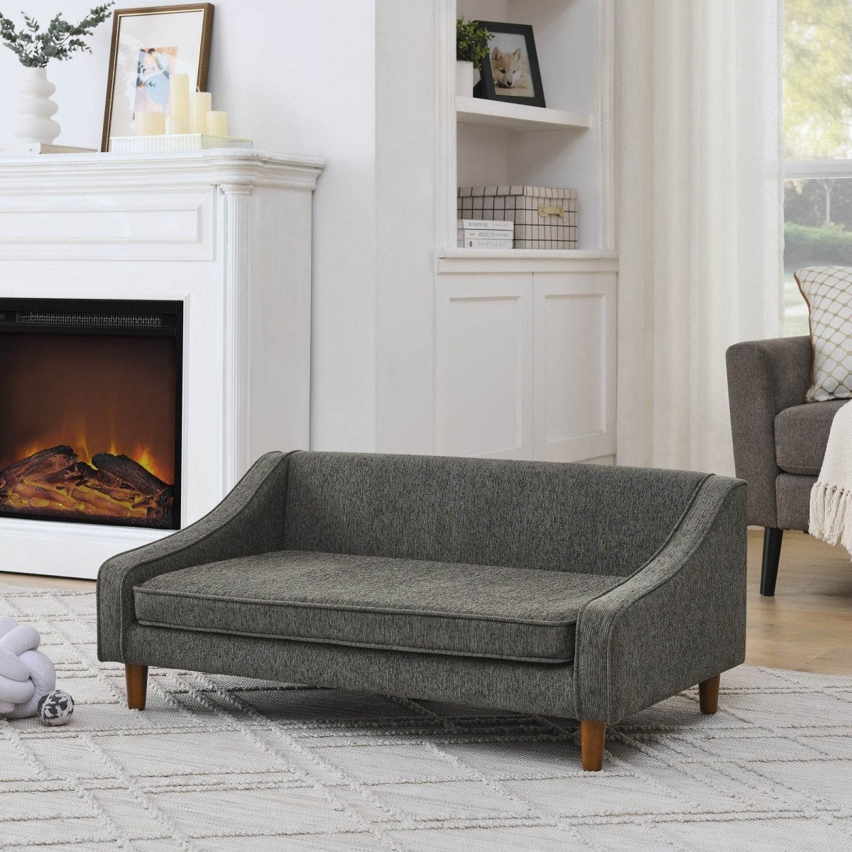 Durable Elevated Modern Linen Foam Dog Sofa Bed - Sleep Galleria
