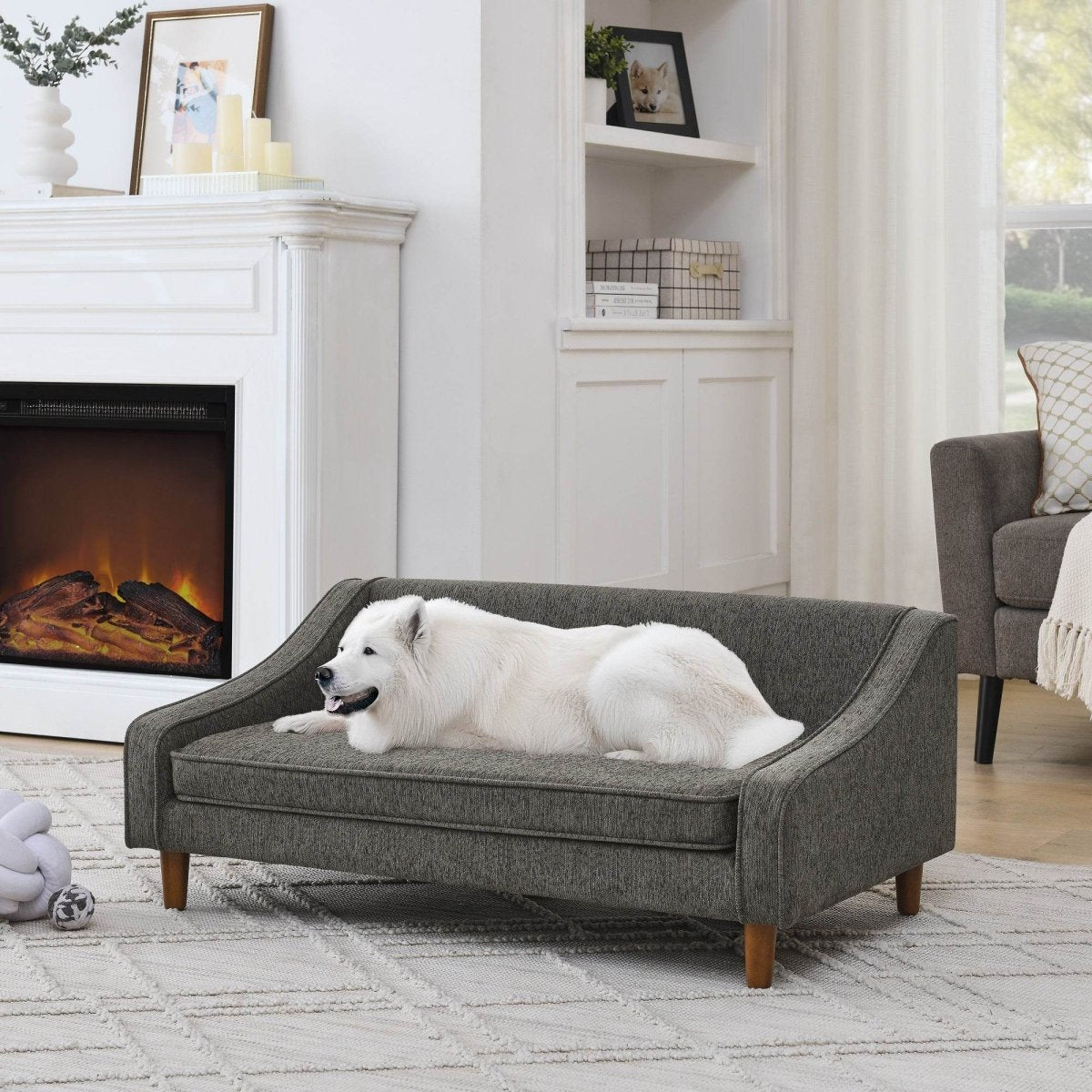 Durable Elevated Modern Linen Foam Dog Sofa Bed - Sleep Galleria