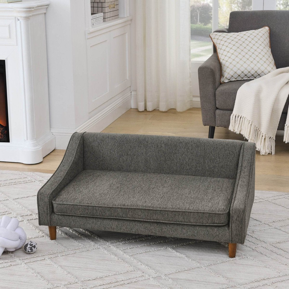 Durable Elevated Modern Linen Foam Dog Sofa Bed - Sleep Galleria