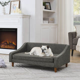 Durable Elevated Modern Linen Foam Dog Sofa Bed - Sleep Galleria