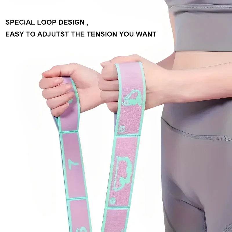 Elastic Yoga Resistance Stretching Belt With Loops - Sleep Galleria